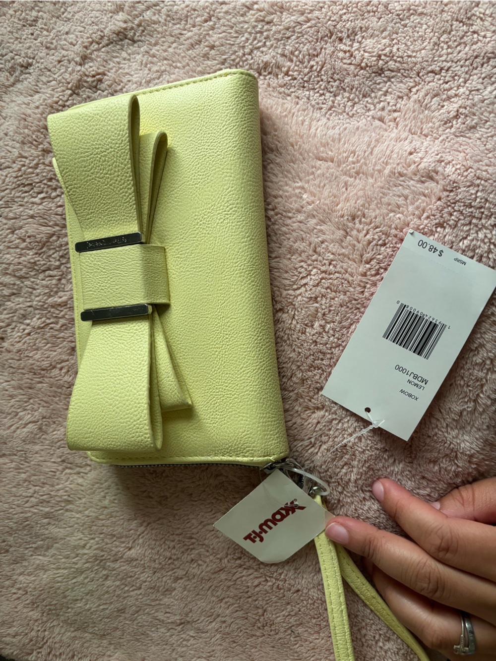 Betsey Johnson Lemon Yellow Bow Wristlet Clutch